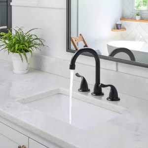 arcora 8 inch widespread matte black bathroom faucet