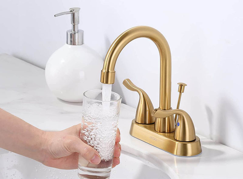 arcora brushed gold centerset bathroom faucet